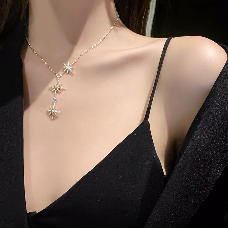 六芒星项链女款八芒星锁骨链ins网红时尚新款潮流简约钛钢饰品