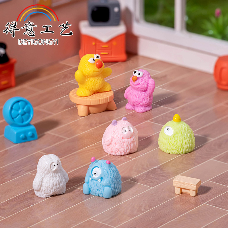 【双许愿+对对碰】卡通可爱创意小毛怪动物摆件家居装饰品汽车摆件