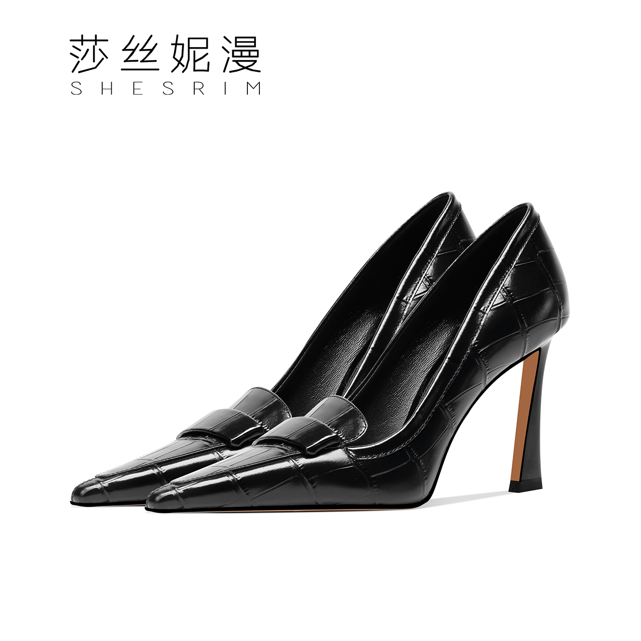 43-秋冬季新款时尚百搭尖头高跟鞋女性感气质浅口职业单鞋黑色