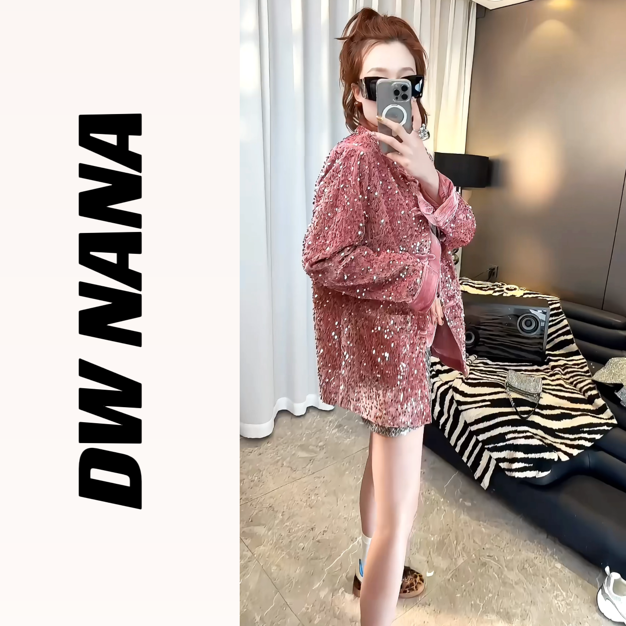 NANA STUDIO（干枯玫瑰）重工亮片盘扣宽松气质新中式国风外套8001