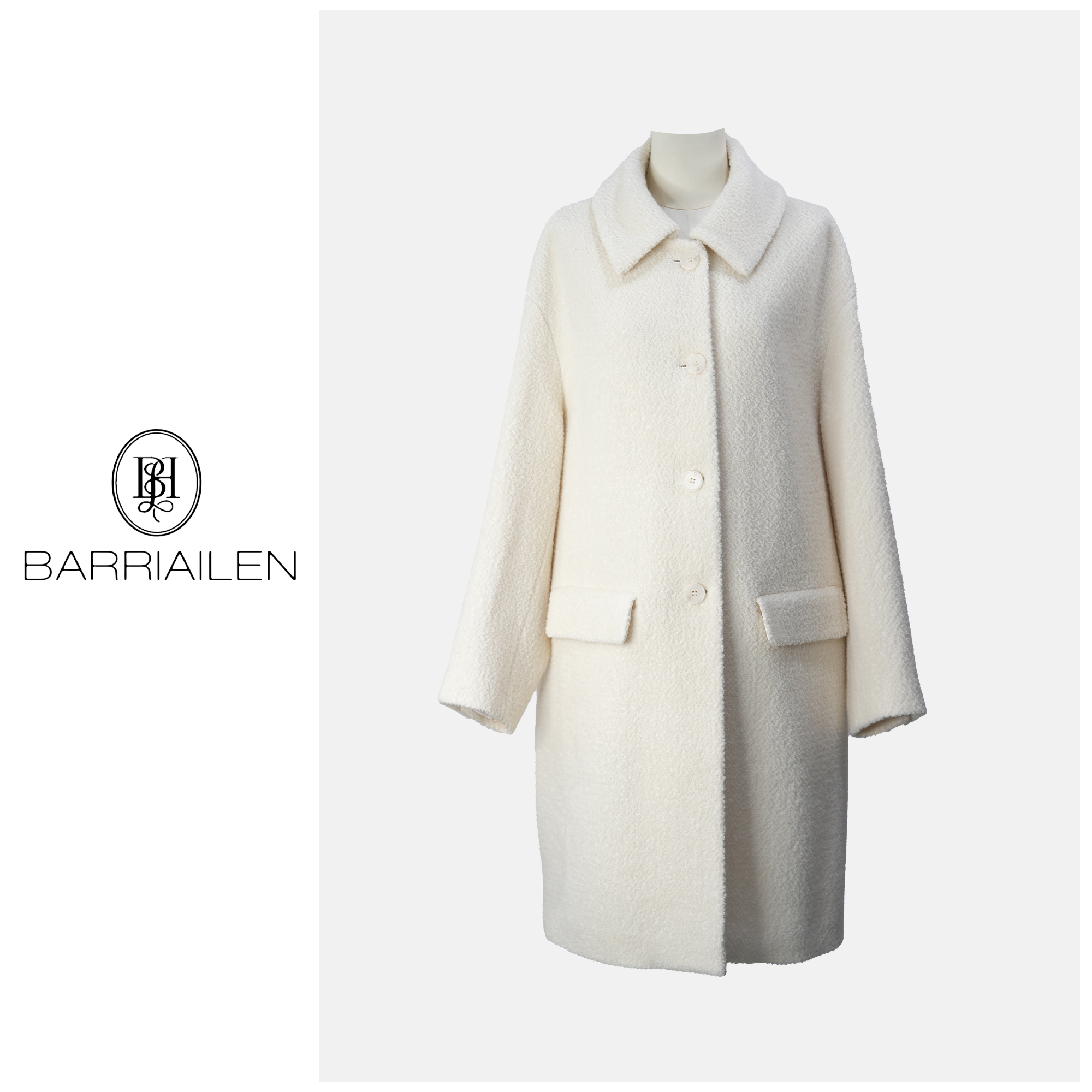 BARRIAILEN |  羊毛百搭保暖翻领简约大气减龄长外套-2408267