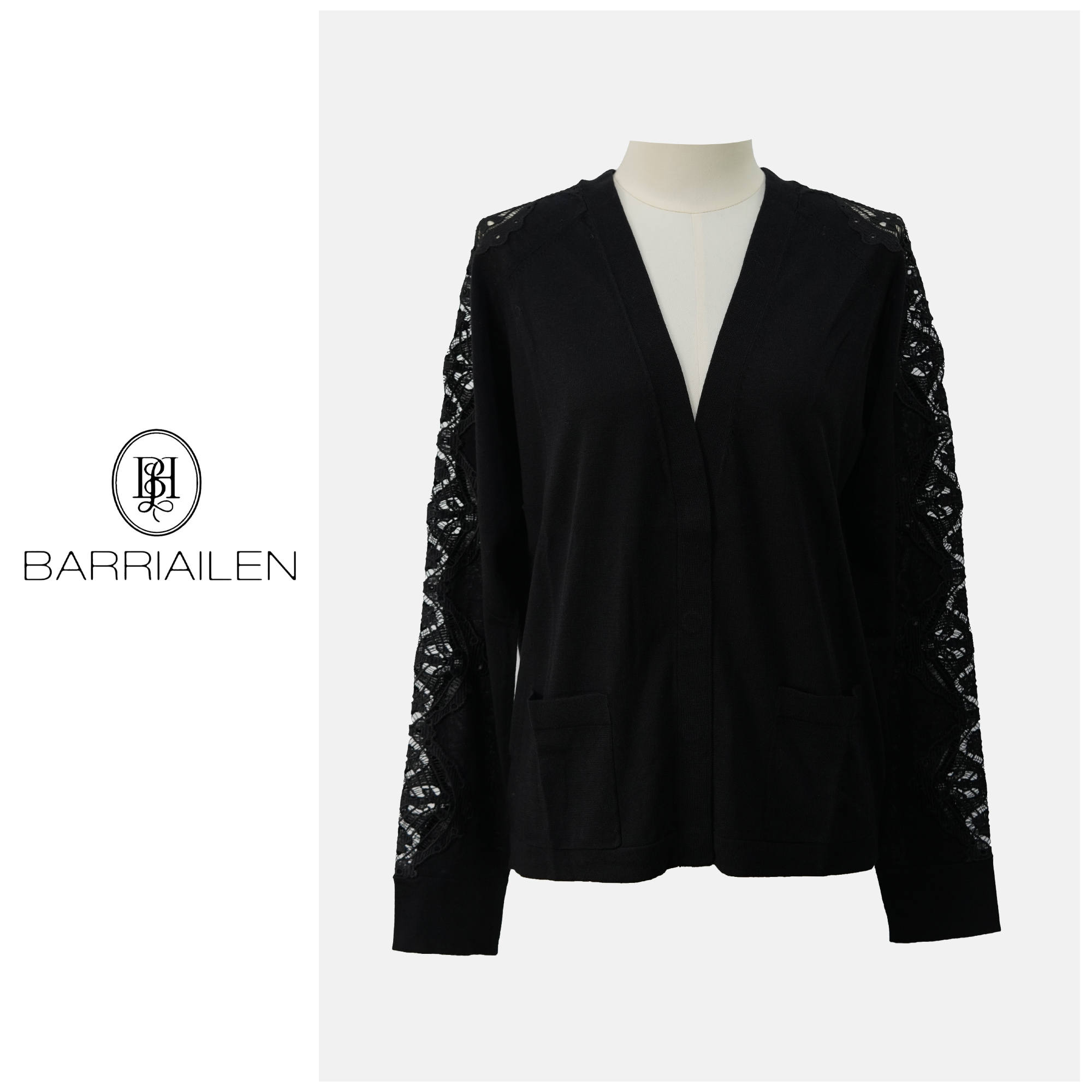 BARRIAILEN | 蕾丝绣花时尚V领长袖开衫245918