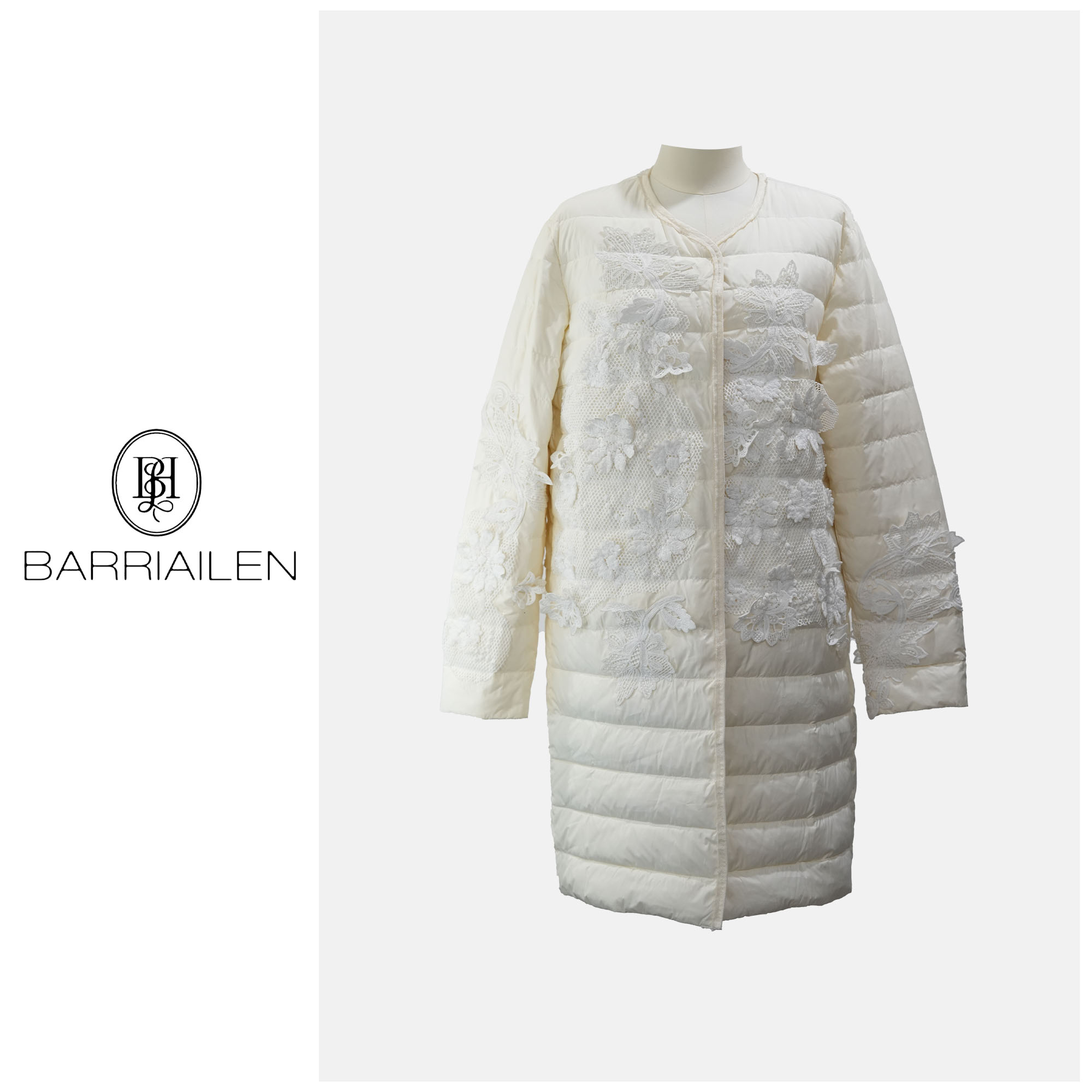 BARRIAILEN | 长款秋冬重工绣花保暖羽绒服-2417155