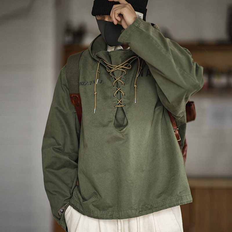 马登工装美式复古休闲甲板服短款风衣恶劣天气外套卫衣连帽衫男 