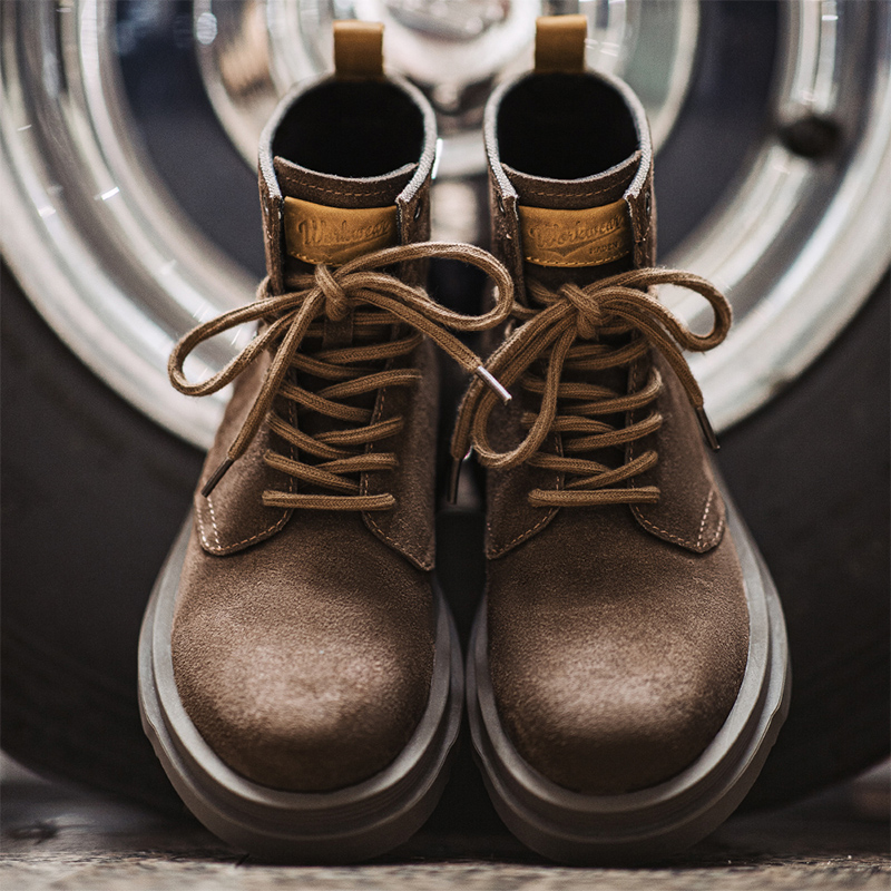 马登荒野岩棕冬季新款工装靴子男休闲复古厚底中高帮翻毛皮马丁靴