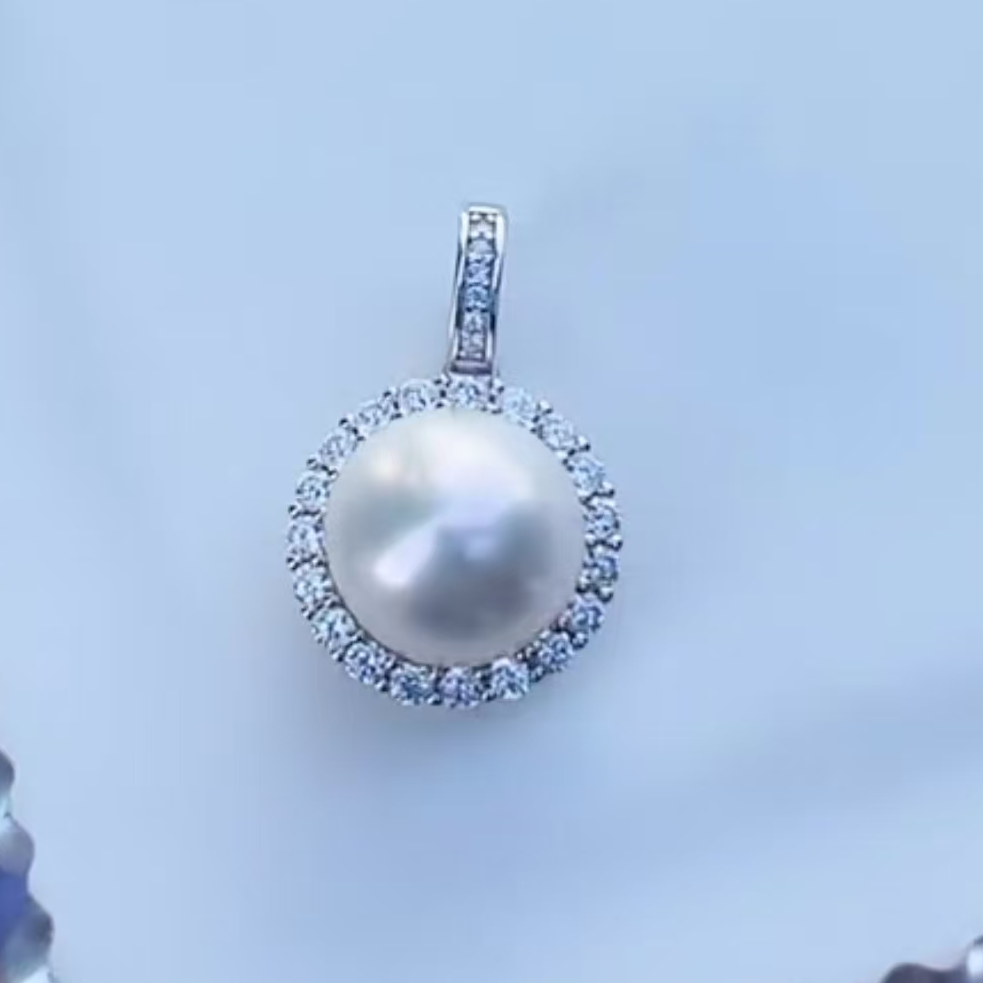 天然珍珠“万能扣”吊坠13mm含链 多样性发一个