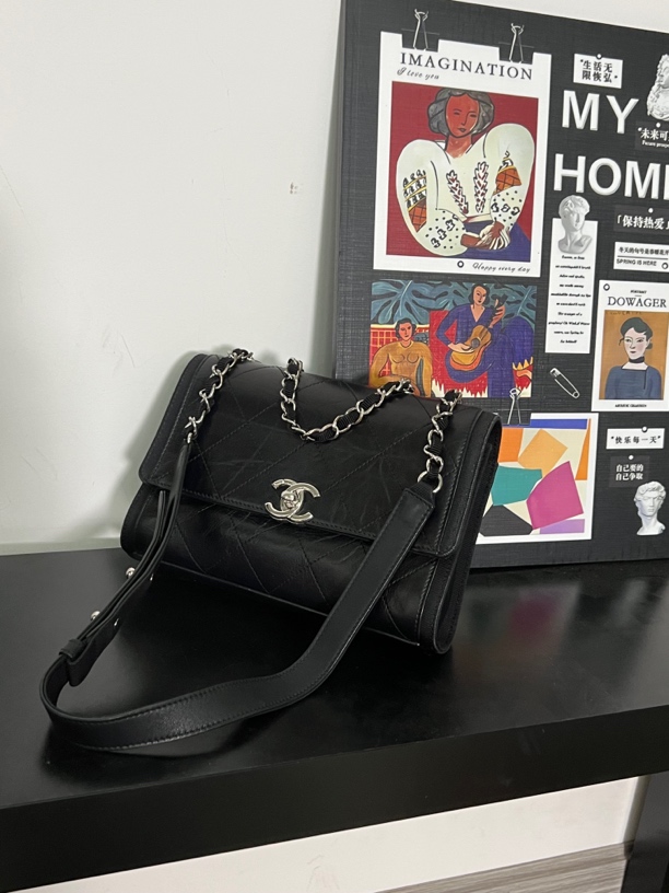 95新 Chanel/香奈儿 舍得 Chanel 黑银小信封链条包