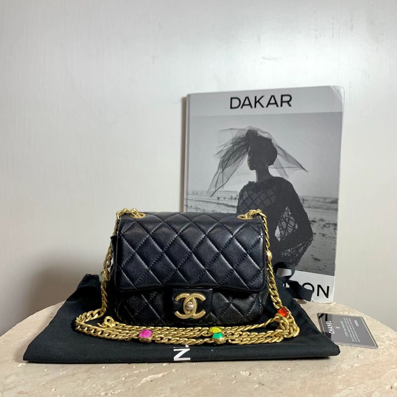 95新 Chanel/香奈儿 壹臻/95新黑金链条方胖子包 31开 70876209