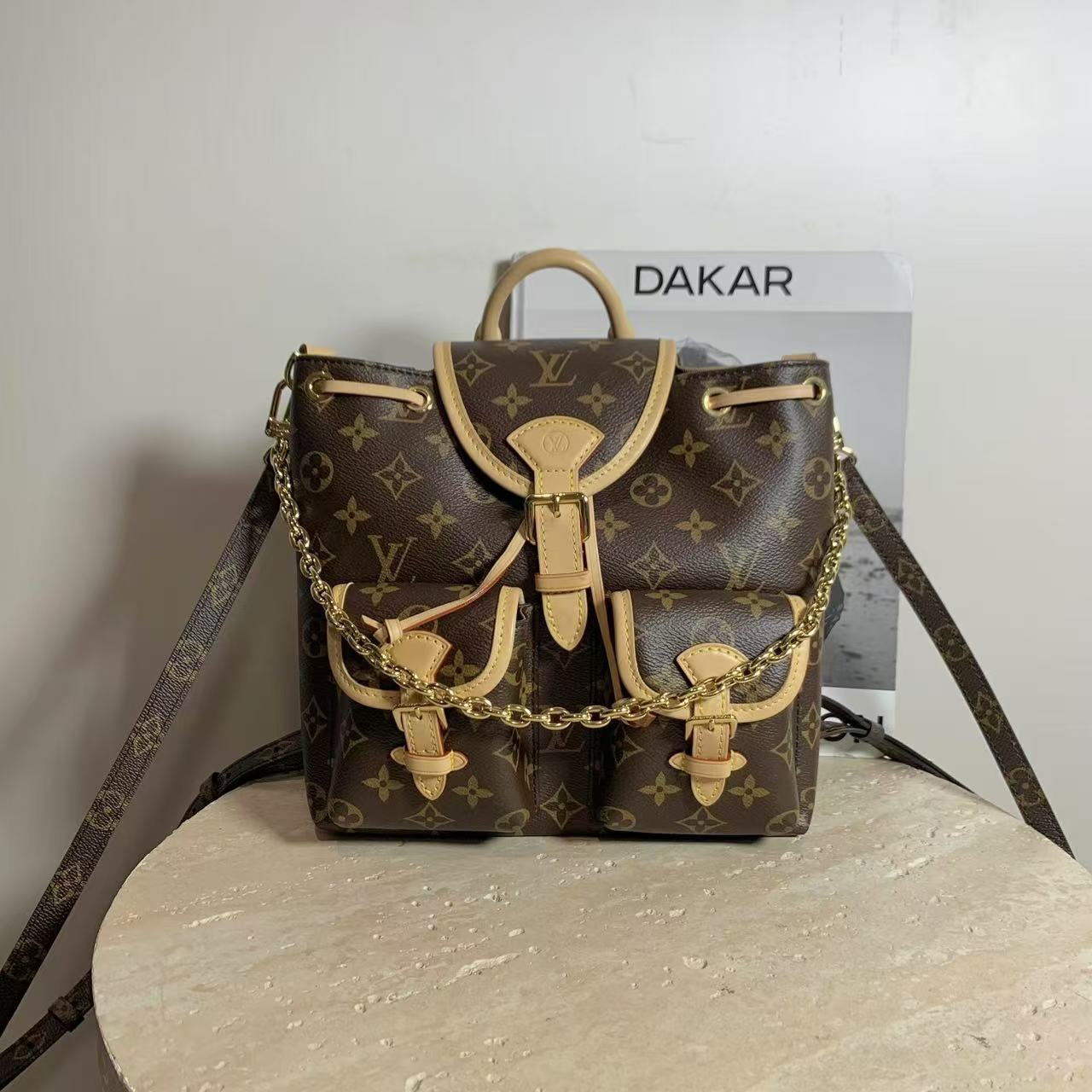 95新 LouisVuitton/路易威登 壹臻/老花秀款双肩包/97842419