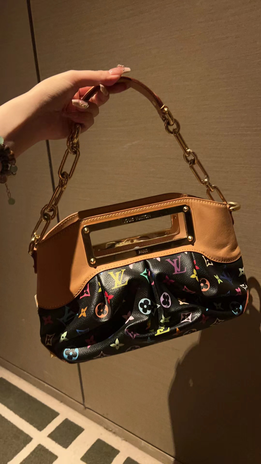 95新 LouisVuitton/路易威登 赤境·包展 黑三彩judy小号手提包
