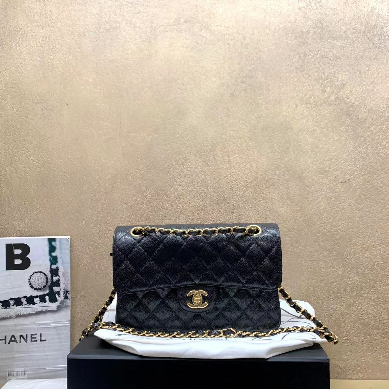 95新  壹臻中古/预留Chanel黑金荔枝牛cf小号29开 68000692