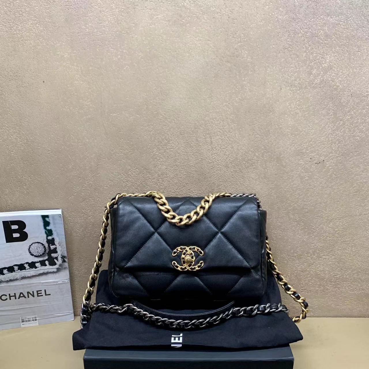 95新  壹臻中古/Chanel黑金19bag小号 芯片款 72689776拆1
