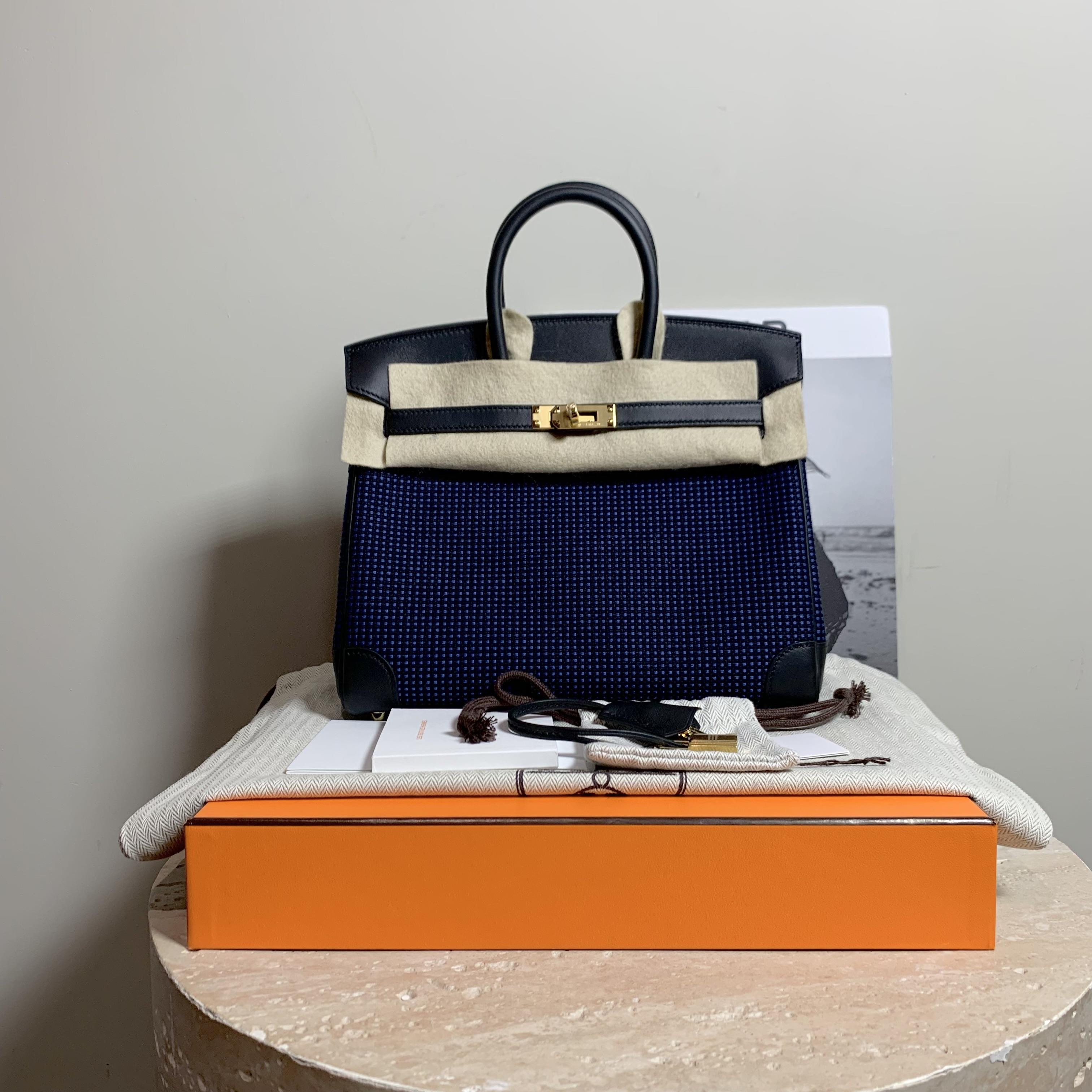 全新未使用 Hermes/爱马仕 十一壹臻/蓝黑华夫格birkin2595058558