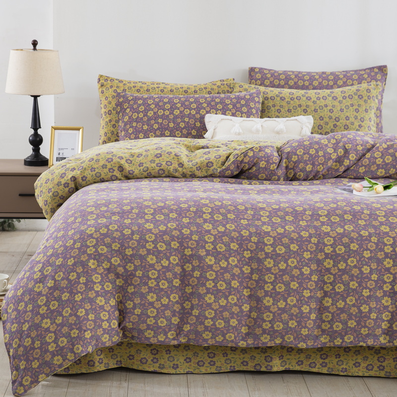 【花间物语】全棉色织提花双层纱四件套A类母婴级床上用品套件