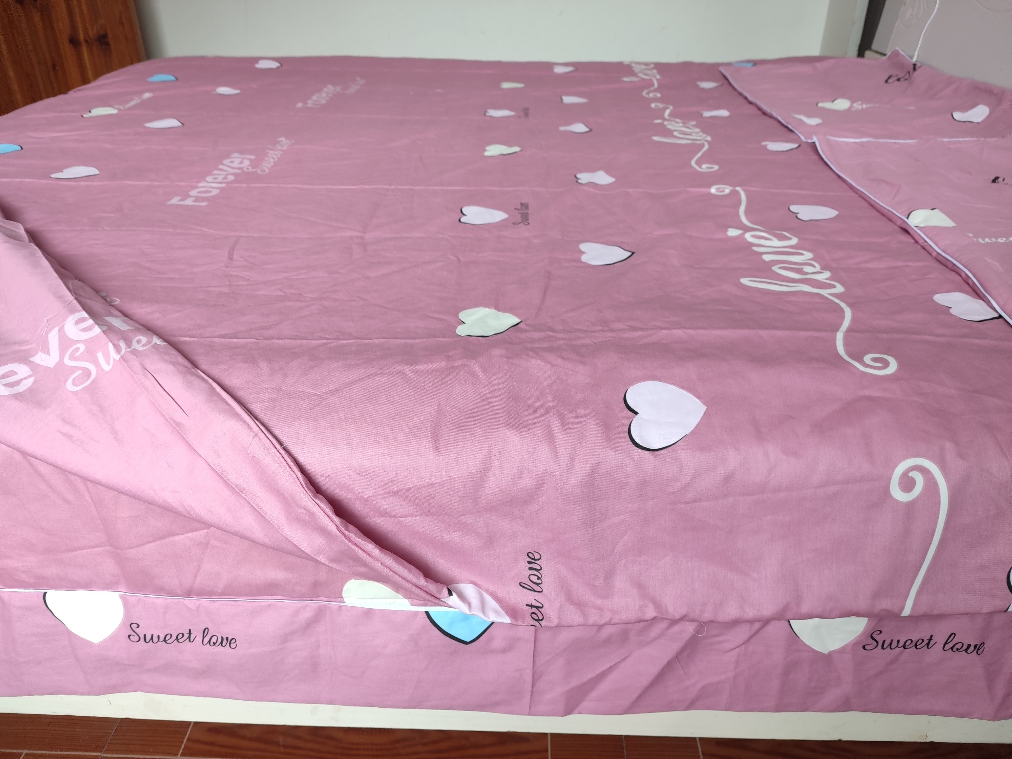 纯棉印花四件套粉色加厚