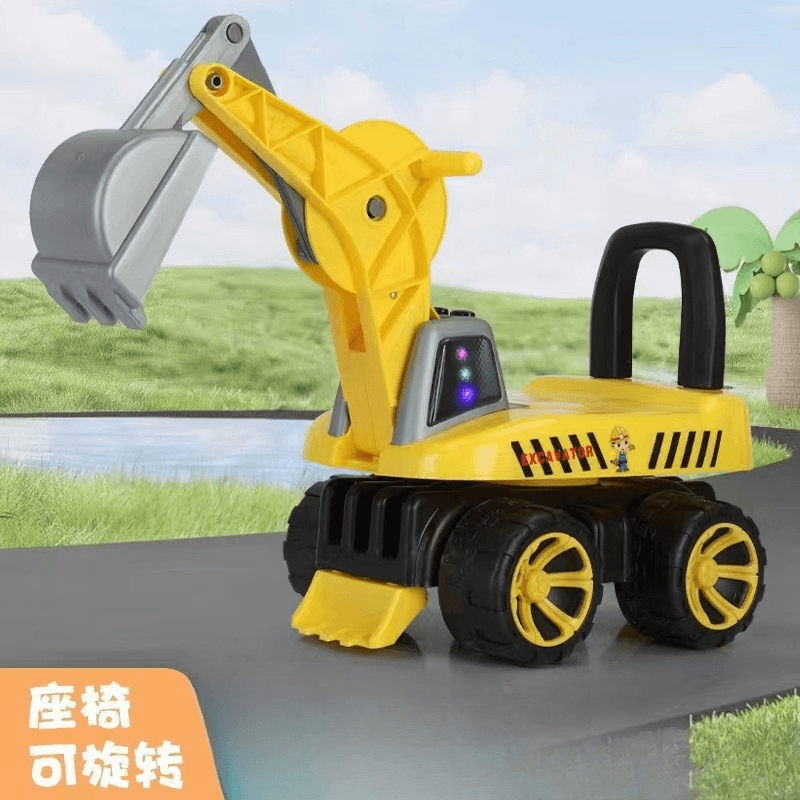 儿童挖掘机男女宝宝可坐人可骑360旋转座椅滑行工程车玩具挖土车