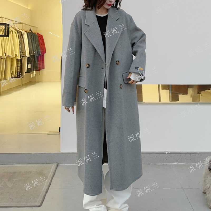 【冬款加厚】新款双面绒大衣女中长款双排扣秋冬毛呢外套宽松时尚潮