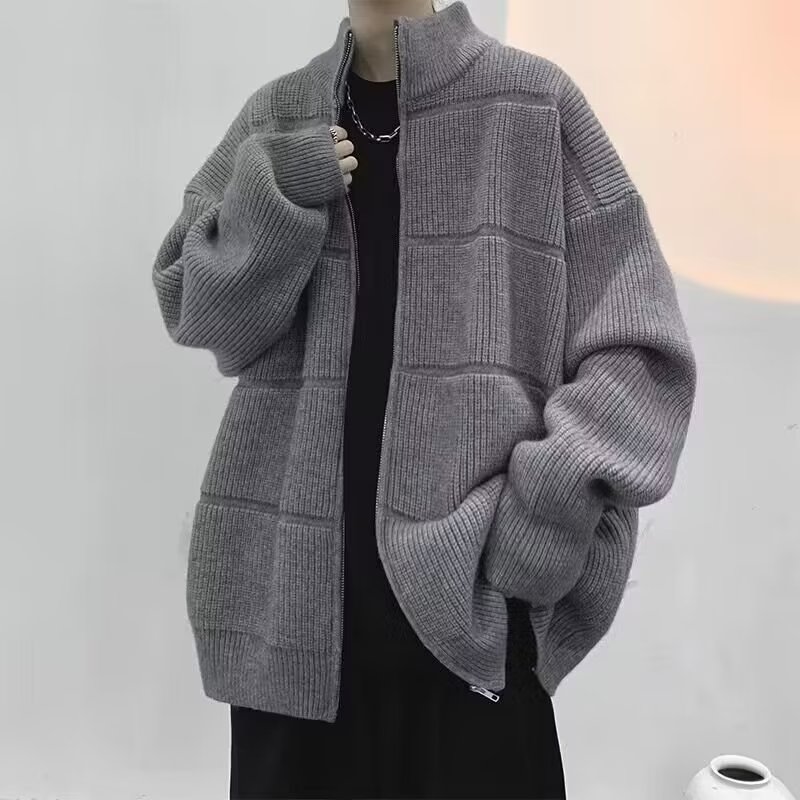 男装秋款2023年爆款潮流日系毛衣针织衫外套拉链宽松休闲百搭上衣