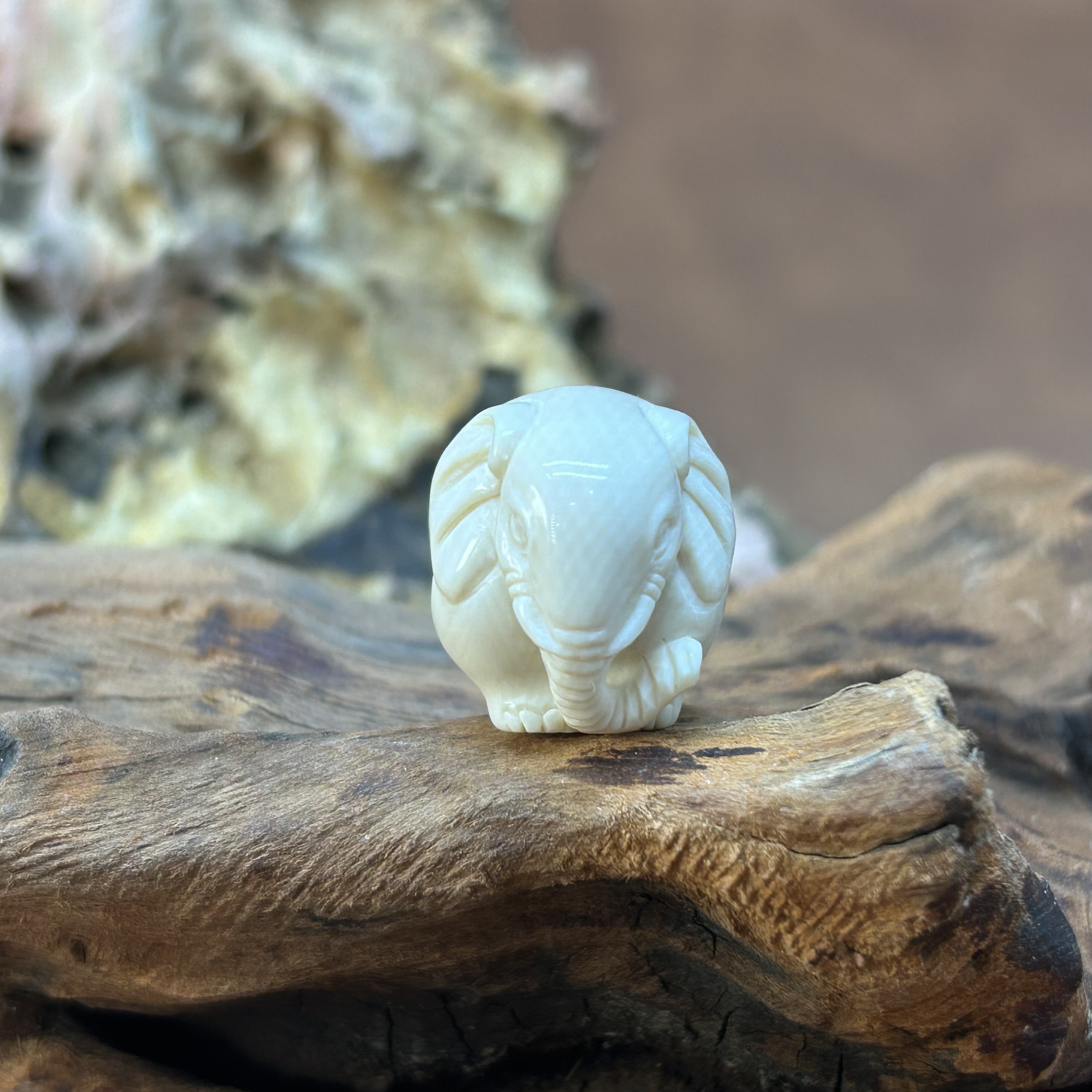 【再序】精品原色雕刻猛犸牙 小象挂件DIY配饰约21*16*18mm