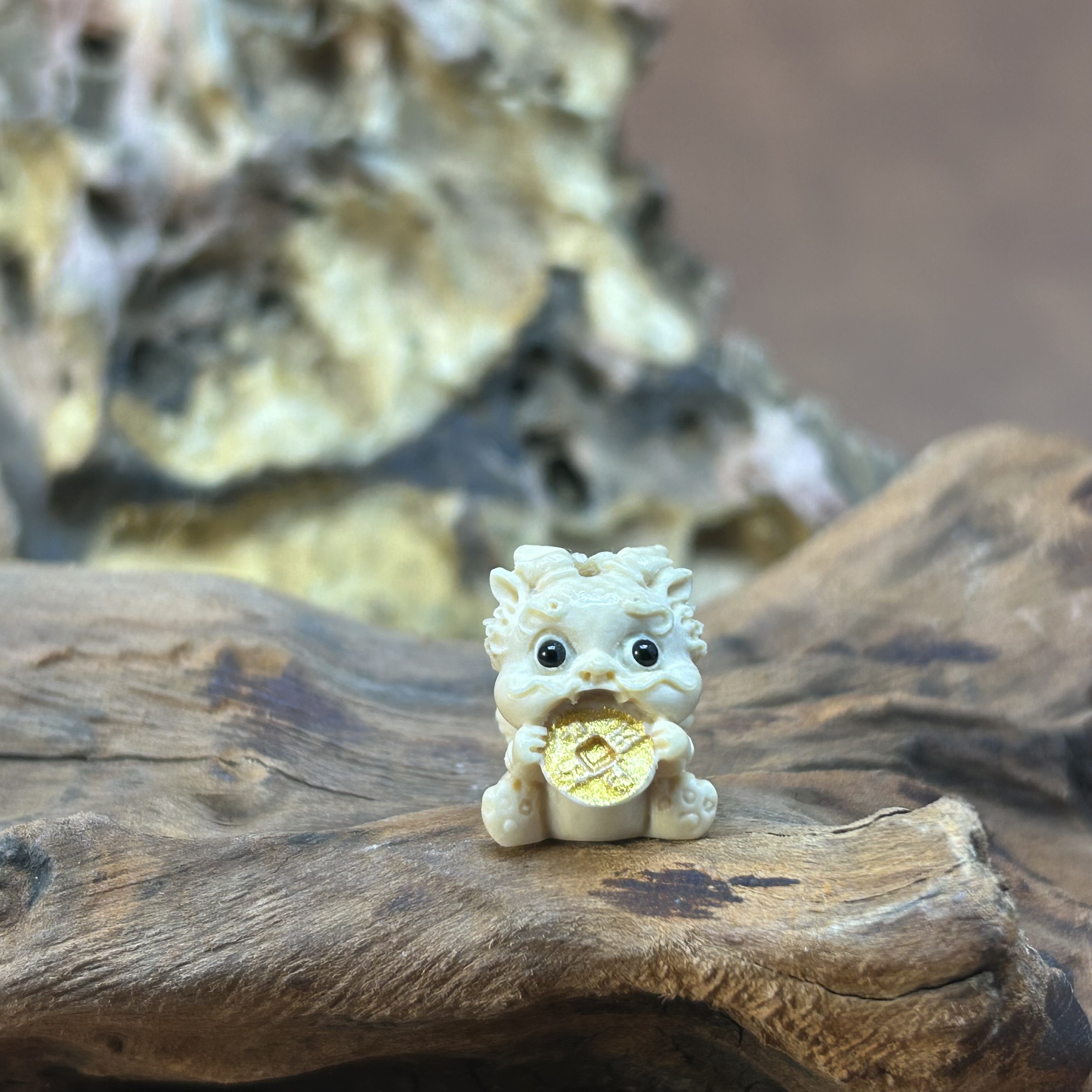 【再序】精品原色雕刻猛犸牙 吞金兽DIY配饰约16*12*12mm