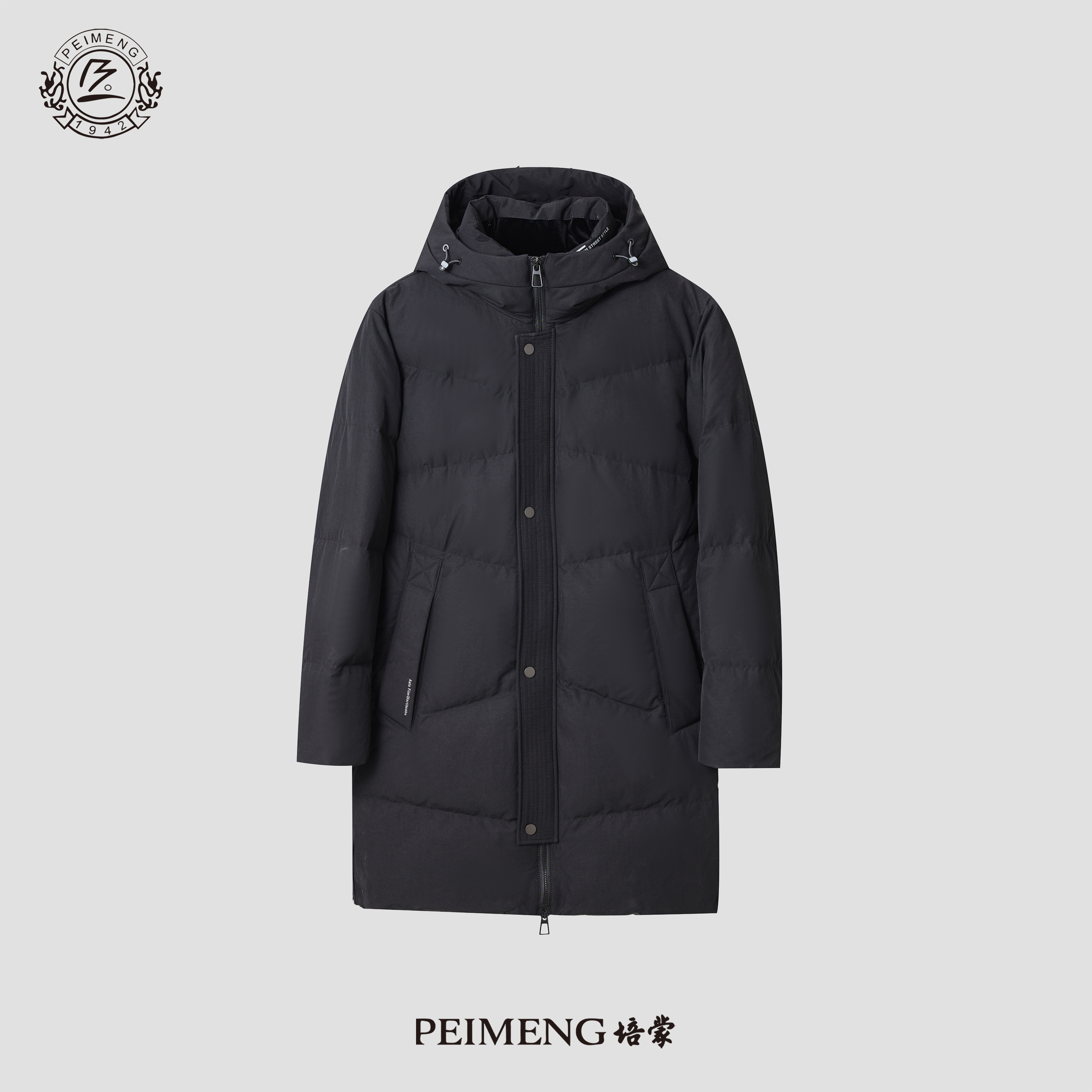 【培蒙/PEIMENG】冬装男士羽绒服中长款冬季连帽时尚休闲百搭6966