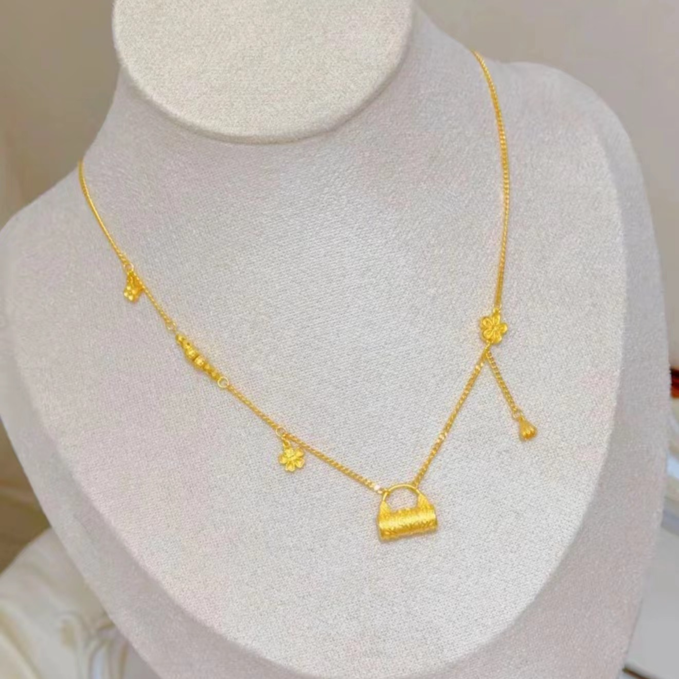 5G工艺足金999繁华如意锁经典百搭女款黄金套链