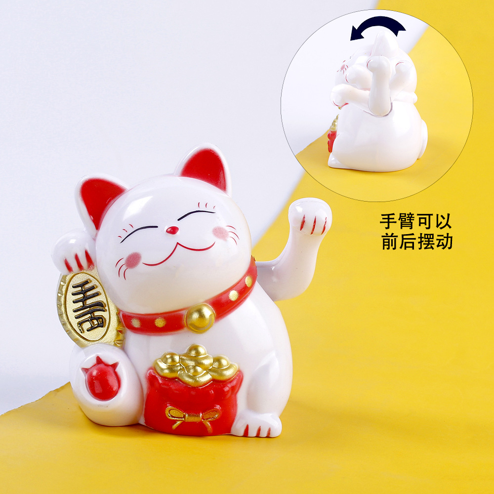 塑料摇手招财猫新年开运招财猫开业过年喜庆装饰道具蛋糕装饰摆件