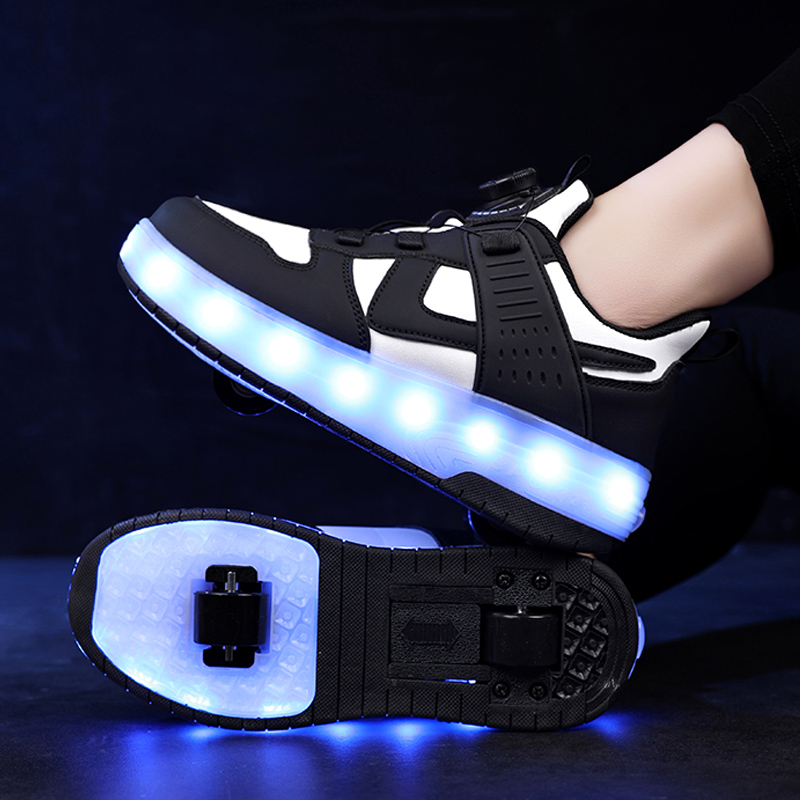 暴走鞋儿童秋季2023新款男童可收缩旋转扣男孩运动轮滑溜冰鞋