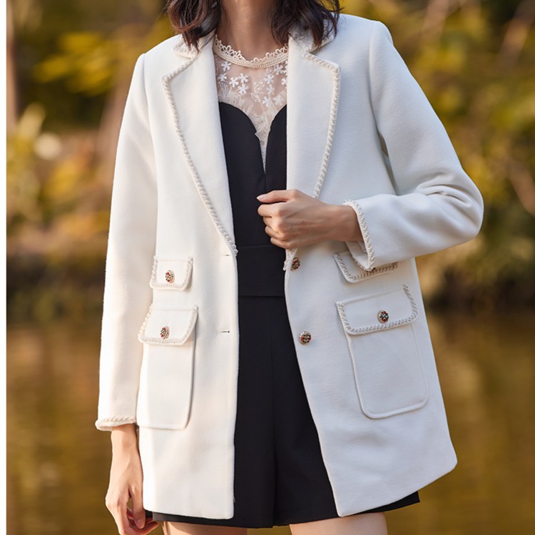 春秋新款风衣气质休闲韩版上衣中长款外套女西装领宽松611110003