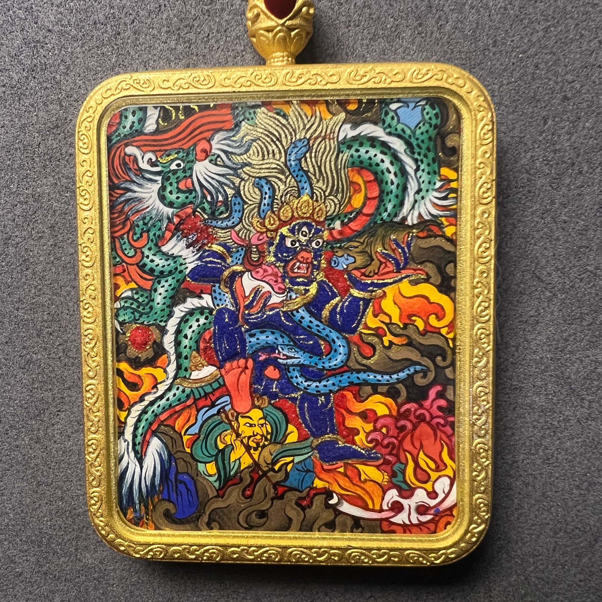 热贡纯手绘唐卡 黑财神 满工满画 画风细腻 人物传神粗矿砂打底