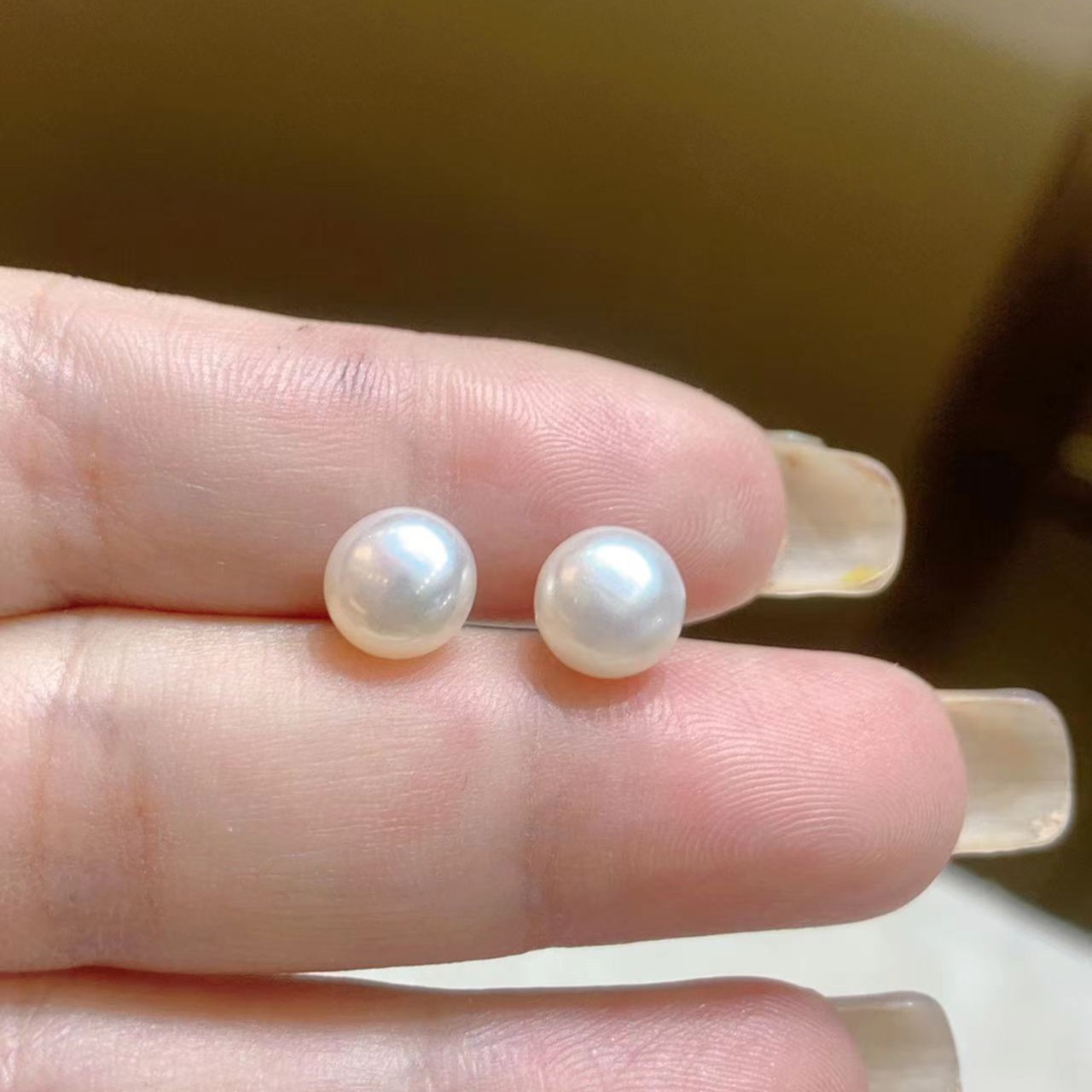 925银珍 7MM 珠耳钉耳环秒