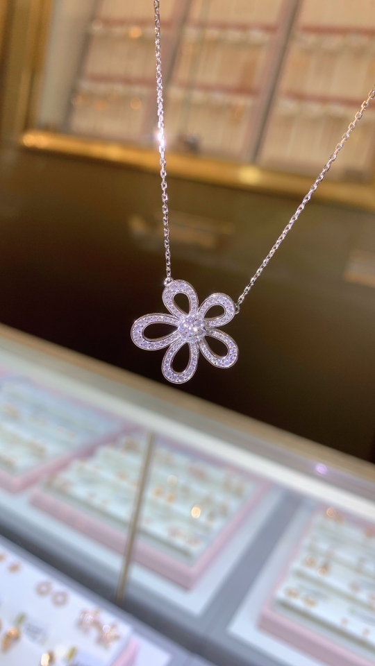 925银银制品 925银 小号大花项链小号
