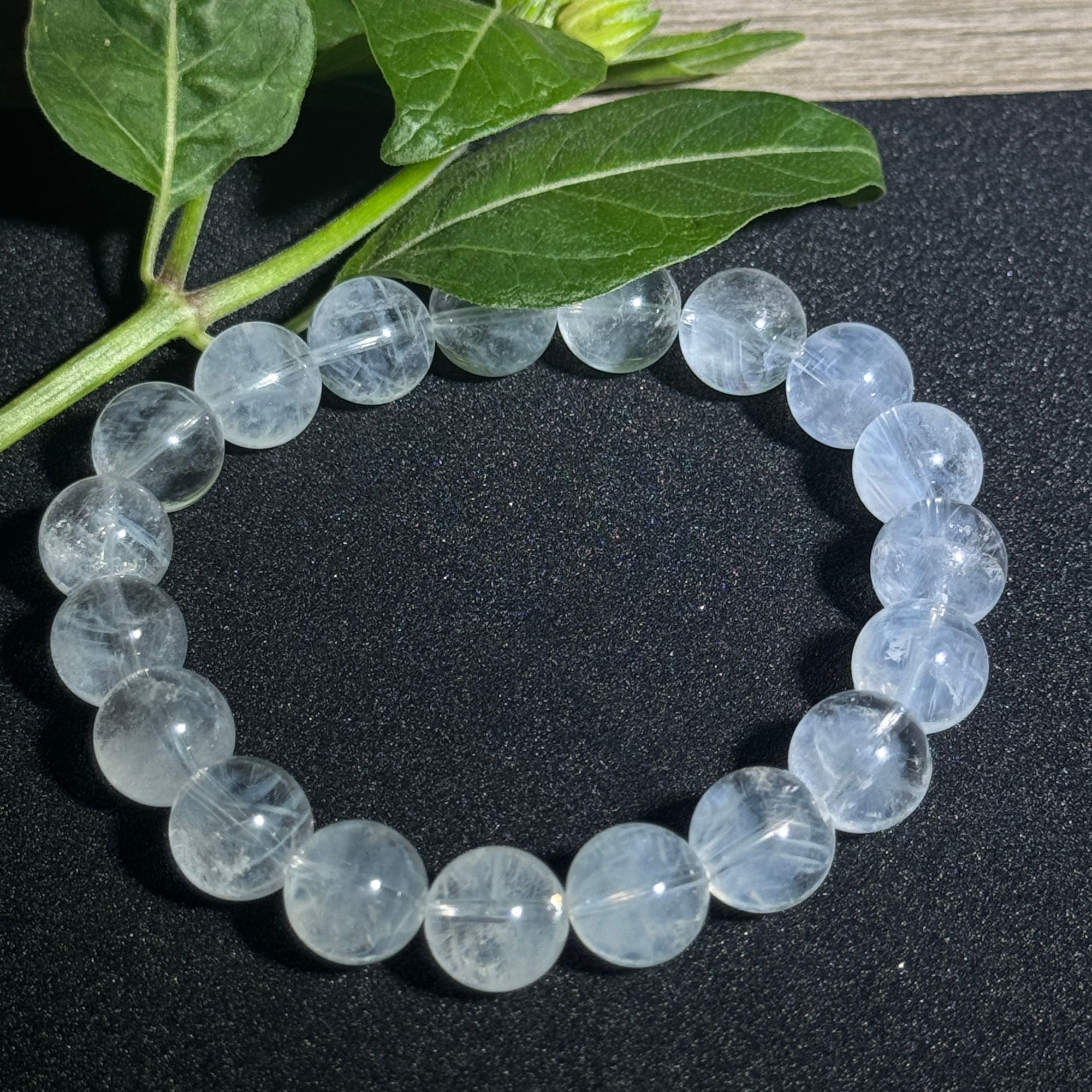 高品天然蓝针水晶单圈手串