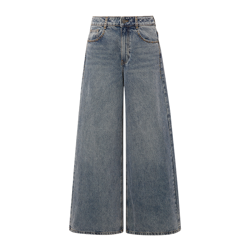 dzzit地素牛仔阔腿裤高街潮流棉质宽松长裤3I2R810