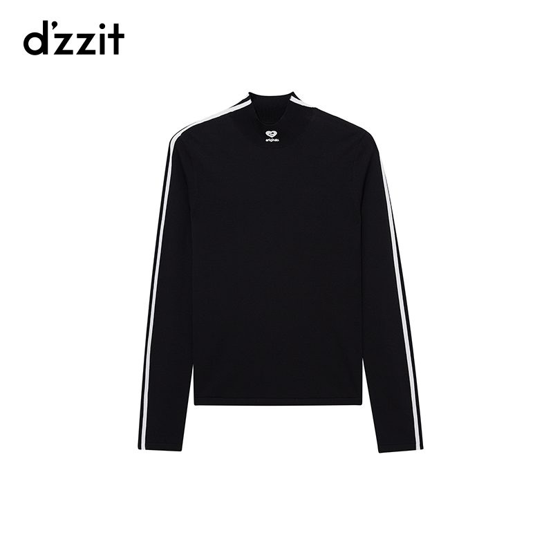 0204dzzit地素套头针织春秋运动条纹长袖上衣女3I1E420