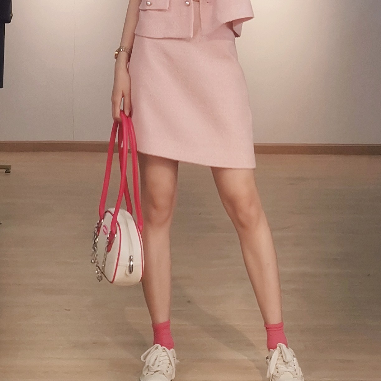 法式小香风短裙半身裙A字裙夏季小个子显瘦羊毛混纺高腰格纹23058