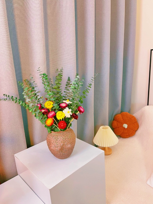 永生尤加利叶太阳花干花北欧风家居客厅高档花束摆件