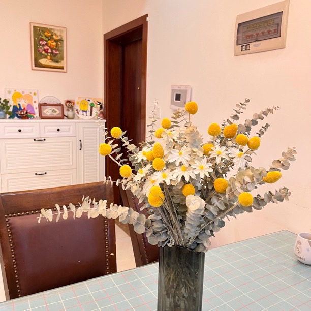 黄金球天然干花尤加利叶花束北欧家居客厅服装美甲店ins装饰摆件