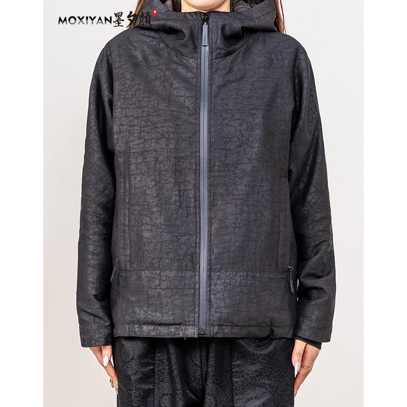 【墨夕颜】2024冬季新款桑蚕丝中国风男士 厚款冲锋衣外套-MH-115