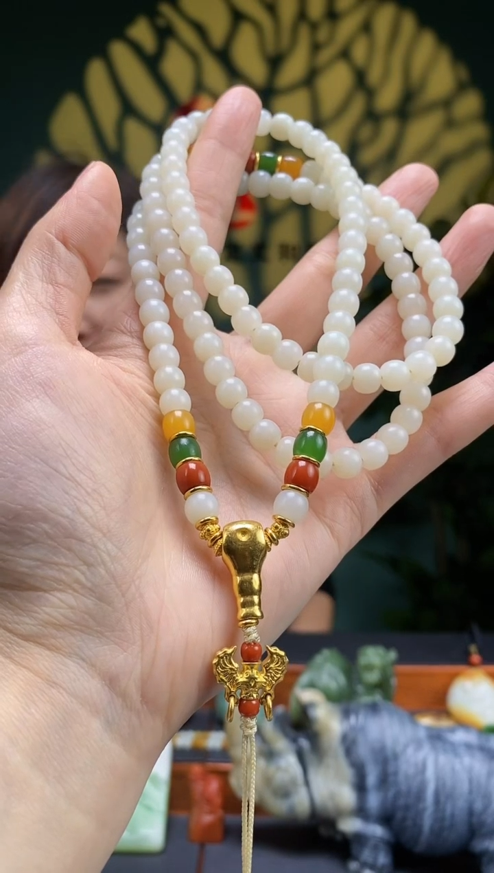 【闪购商品】和田玉-未镶嵌7mm米达108