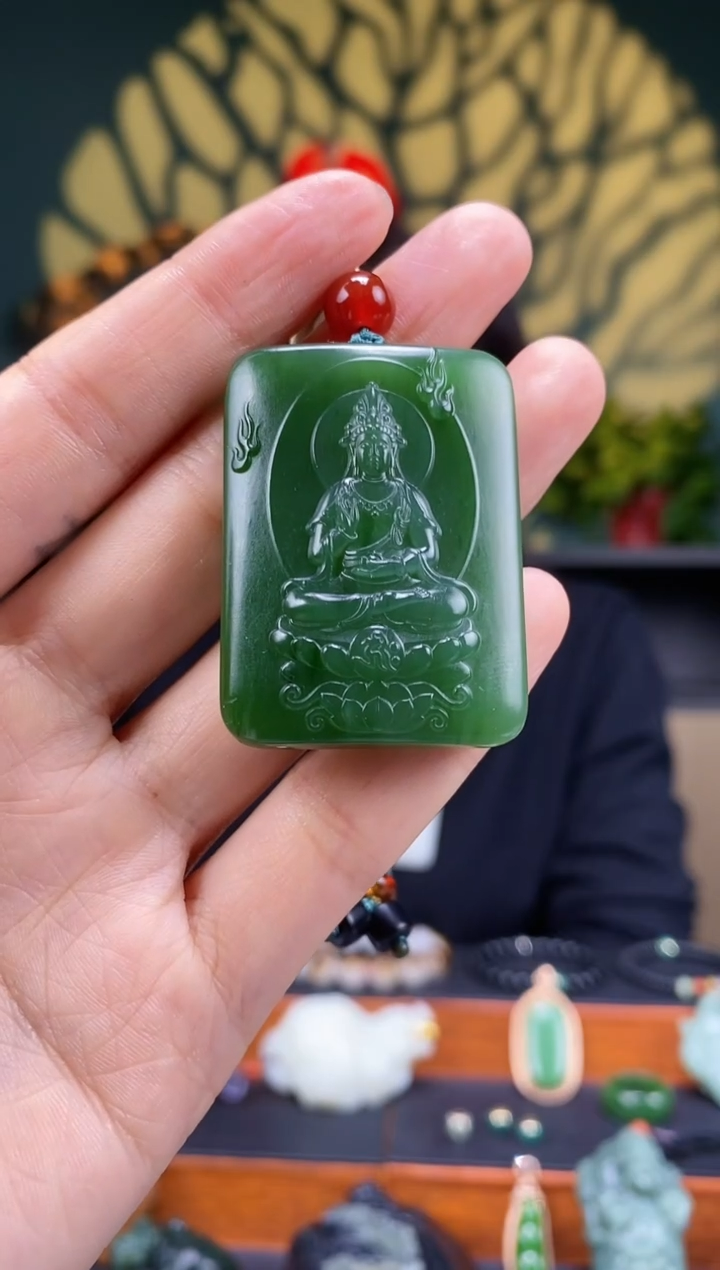 【闪购商品】和田玉-未镶嵌碧玉观音挂件