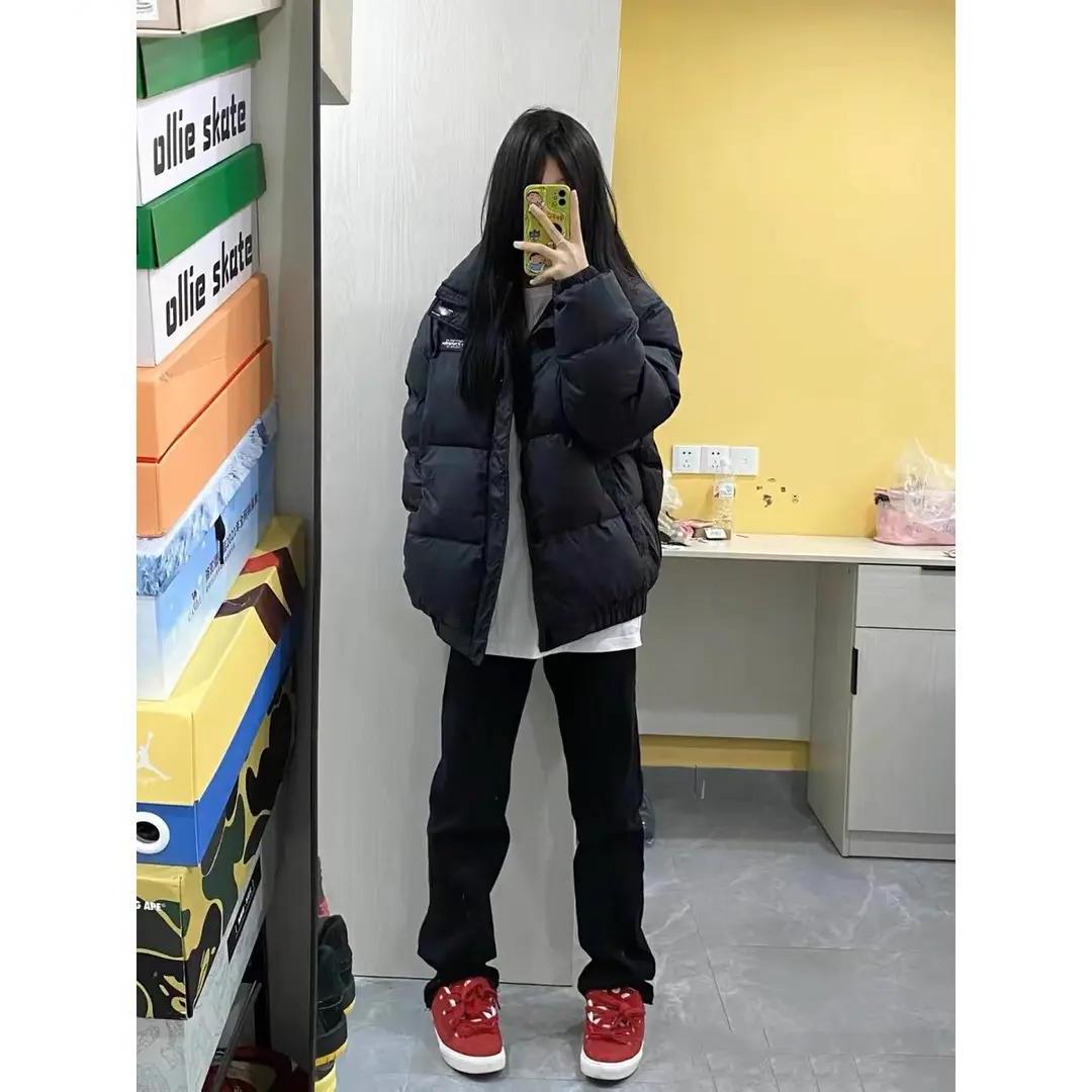 伊曼黑色羽绒服服女冬季2023新款韩版宽松立领学生加厚oversi