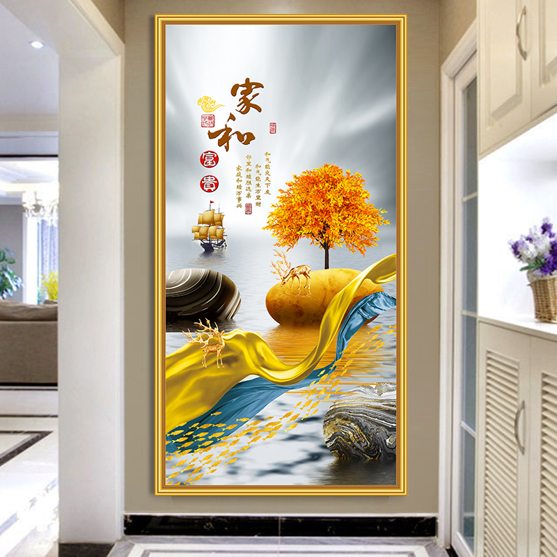 轻奢墙壁贴画玄关过道走廊贴竖版客厅墙画自粘壁画贴纸装饰画墙纸