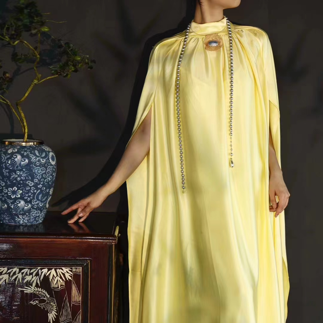 【李小姐】2024时尚重工设计师连衣裙长款双层