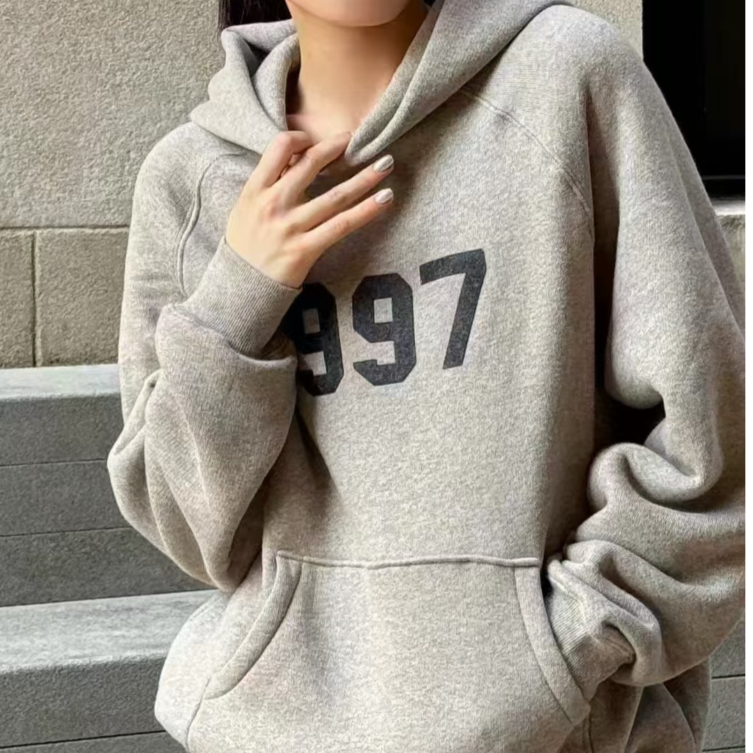 1997数字连帽加绒宽松休闲冬季韩版加厚卫衣ins蓝色百搭秋冬带帽