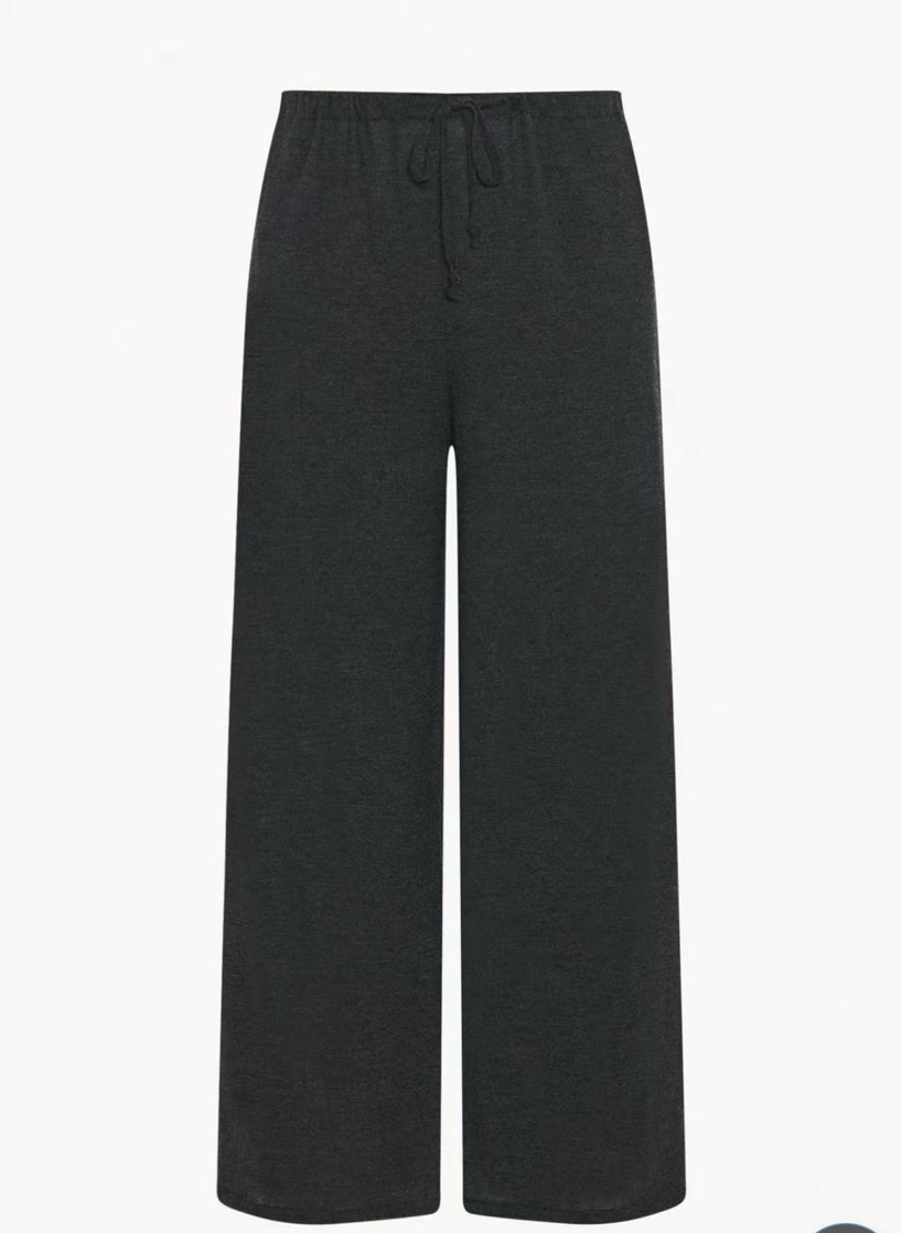 极简风慵懒感厚抽绳阔腿针织羊毛休闲裤简约百搭宽松秋冬纯色