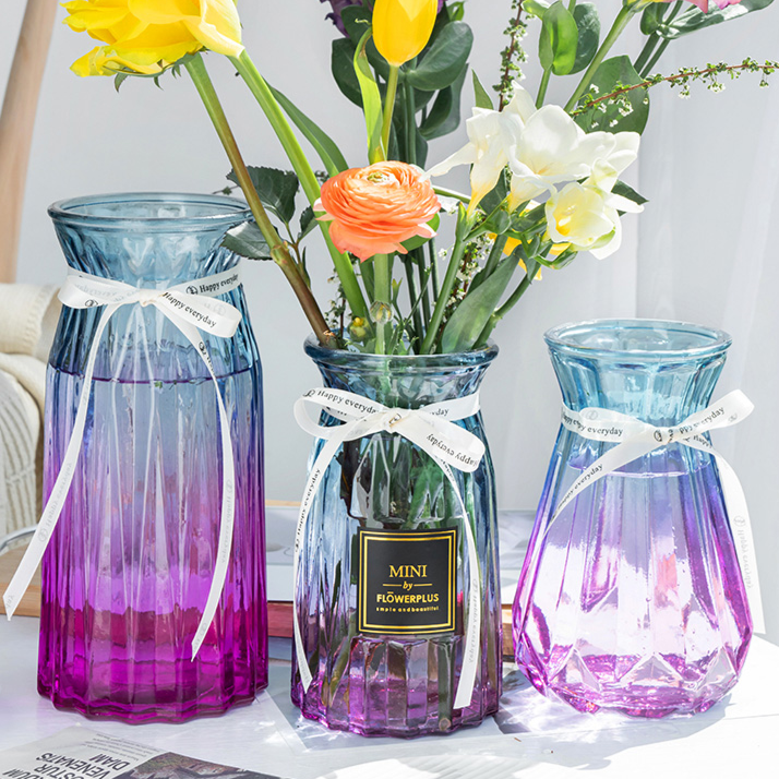 三件套北欧ins风玻璃花瓶透明干花客厅插花水养绿萝水培百合摆件