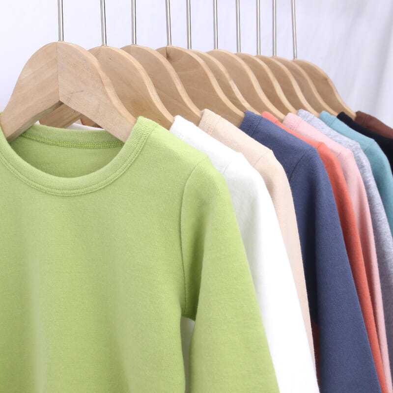 春秋儿童纯棉磨毛打底衫男女童长袖修身圆领T恤宝宝黑白弹力上衣