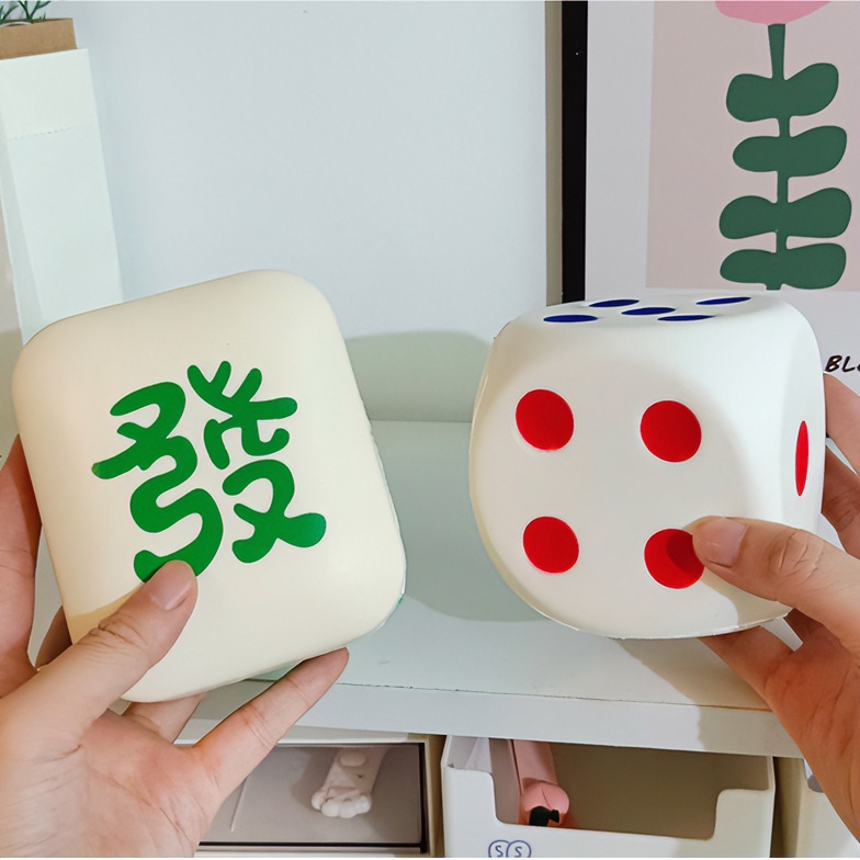 【大力玩】发财麻将创意解压玩具慢回弹海绵骰子按压减压发泄神器