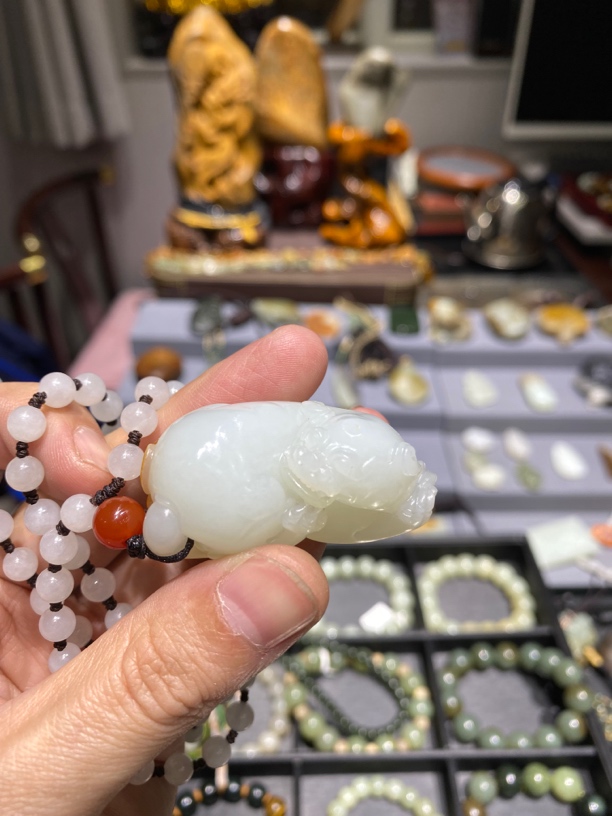 【基地质检发货】和田玉回头貔貅项链吊坠挂件手工雕刻精雕